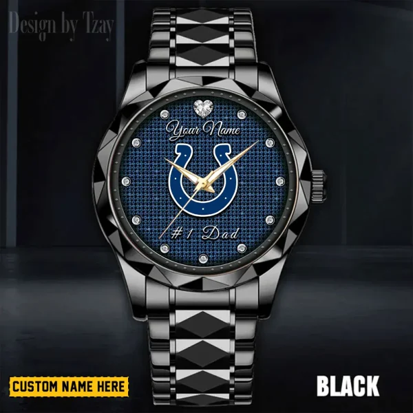 Indianapolis Colts #1 Dad Father's Day Gift Stainless Steel Fashion Business Watch ANZDMW208 - Image 3