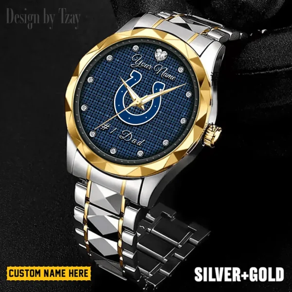 Indianapolis Colts #1 Dad Father's Day Gift Stainless Steel Fashion Business Watch ANZDMW208