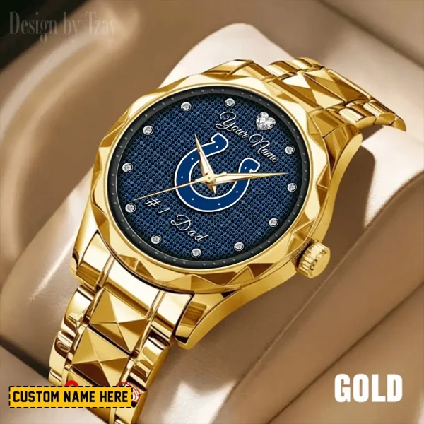 Indianapolis Colts #1 Dad Father's Day Gift Stainless Steel Fashion Business Watch ANZDMW208 - Image 4