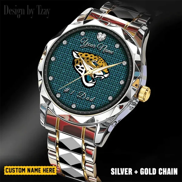 Jacksonville Jaguars #1 Dad Father's Day Gift Stainless Steel Fashion Business Watch ANZDMW209 - Image 3