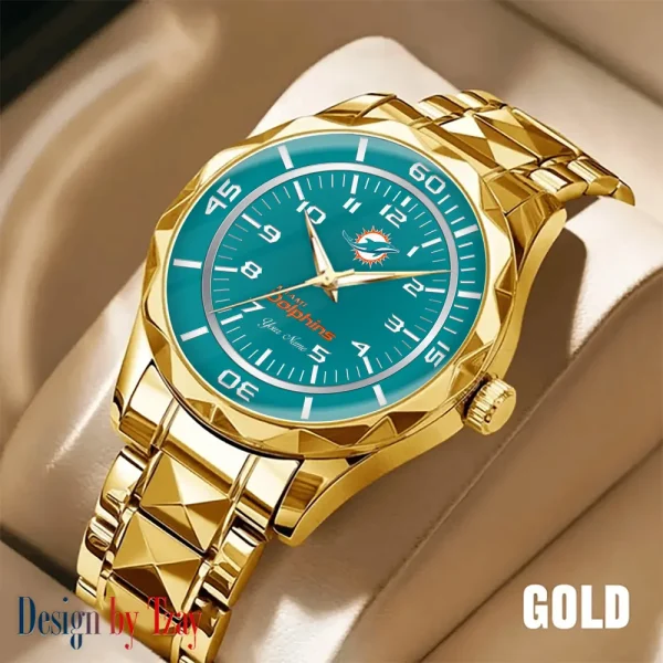 Miami Dolphins Men Watch Classic Business Calendar Week Stainless Steel Waterproof MTTDMW247 - Image 2