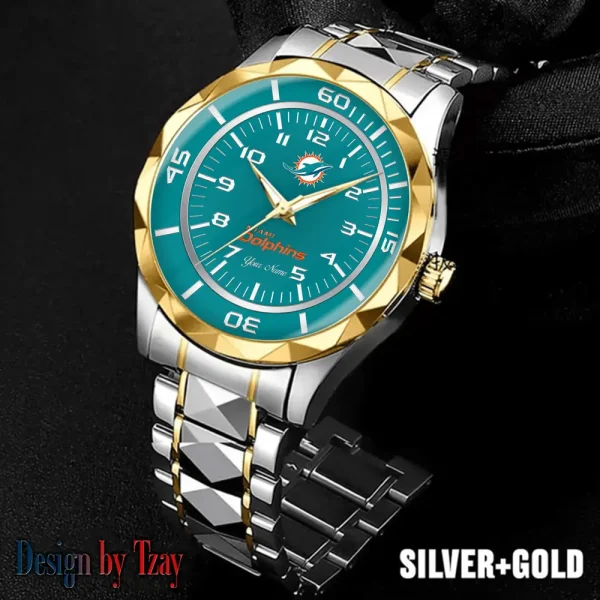 Miami Dolphins Men Watch Classic Business Calendar Week Stainless Steel Waterproof MTTDMW247