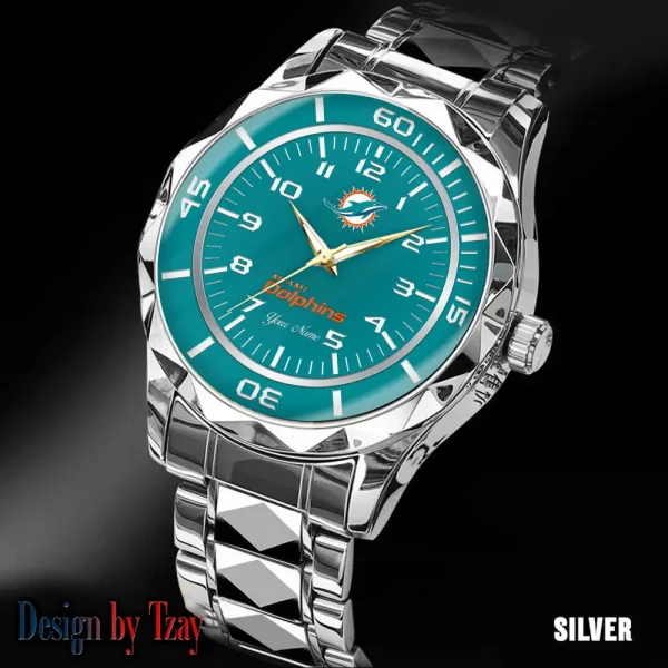 Miami Dolphins Men Watch Classic Business Calendar Week Stainless Steel Waterproof MTTDMW247 - Image 5