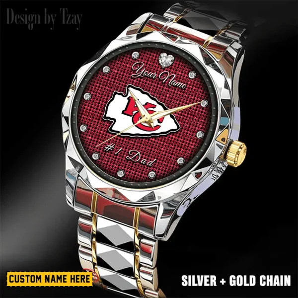 Kansas City Chiefs #1 Dad Father's Day Gift Stainless Steel Fashion Business Watch ANZDMW210 - Image 5