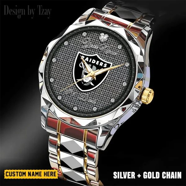 Las Vegas Raiders #1 Dad Father's Day Gift Stainless Steel Fashion Business Watch ANZDMW211 - Image 3