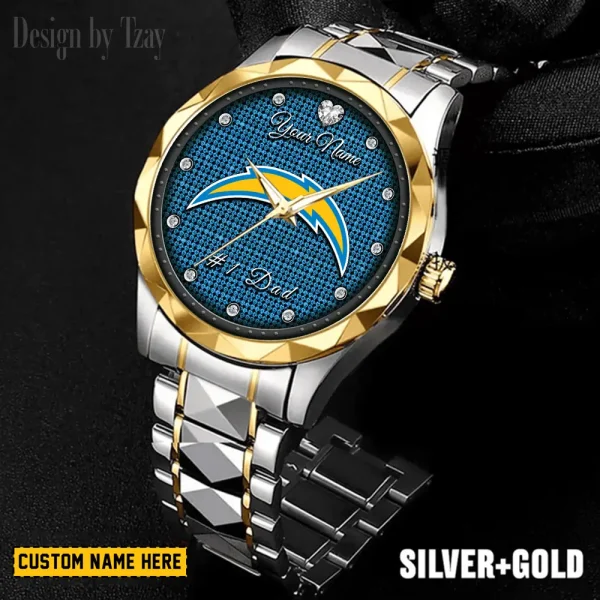 Los Angeles Chargers #1 Dad Father's Day Gift Stainless Steel Fashion Business Watch ANZDMW212