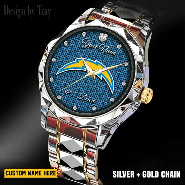 Los Angeles Chargers #1 Dad Father's Day Gift Stainless Steel Fashion Business Watch ANZDMW212 - Image 5