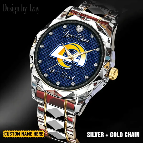 Los Angeles Rams #1 Dad Father's Day Gift Stainless Steel Fashion Business Watch ANZDMW213 - Image 3