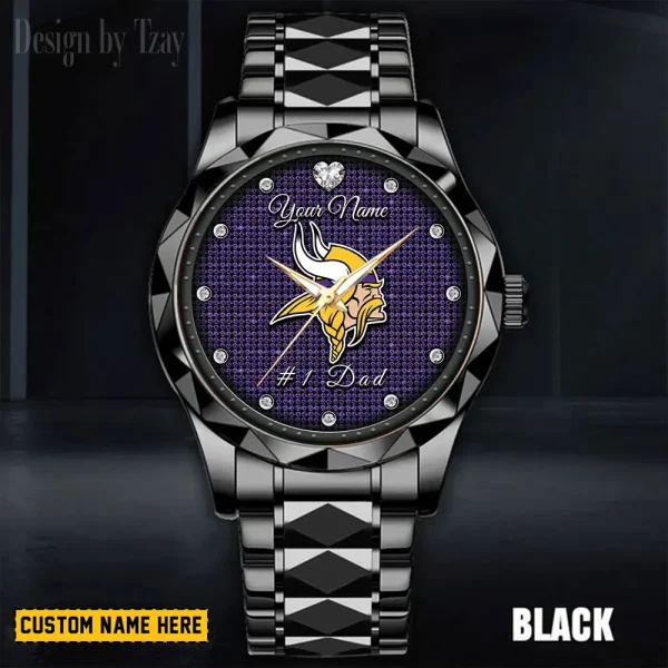 Minnesota Vikings #1 Dad Father's Day Gift Stainless Steel Fashion Business Watch ANZDMW215 - Image 5