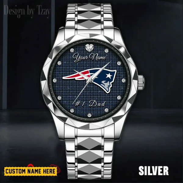 New England Patriots #1 Dad Father's Day Gift Stainless Steel Fashion Business Watch ANZDMW216 - Image 2
