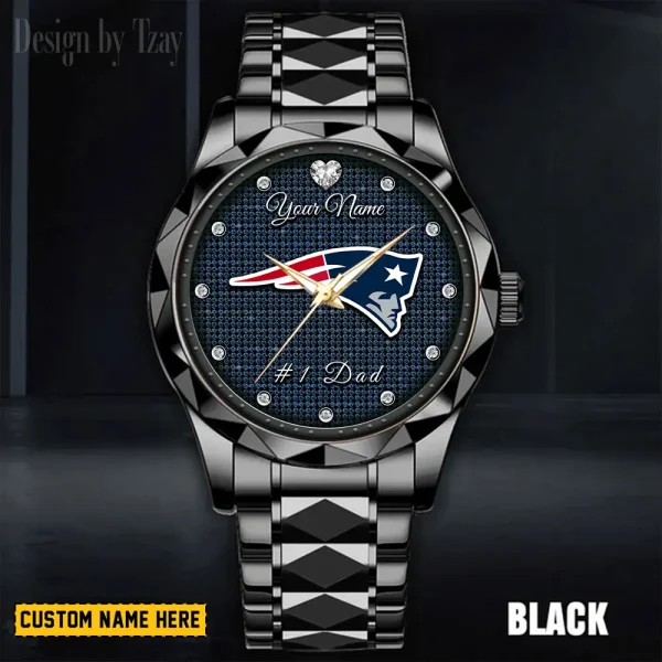 New England Patriots #1 Dad Father's Day Gift Stainless Steel Fashion Business Watch ANZDMW216 - Image 3