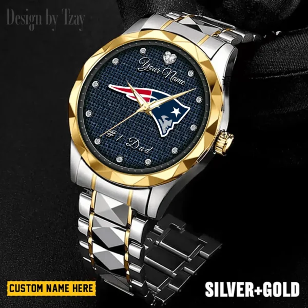New England Patriots #1 Dad Father's Day Gift Stainless Steel Fashion Business Watch ANZDMW216