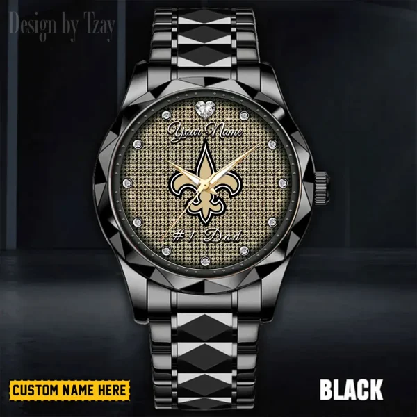 New Orleans Saints #1 Dad Father's Day Gift Stainless Steel Fashion Business Watch ANZDMW217 - Image 2