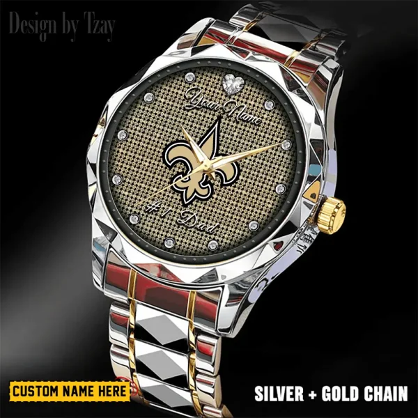 New Orleans Saints #1 Dad Father's Day Gift Stainless Steel Fashion Business Watch ANZDMW217 - Image 3