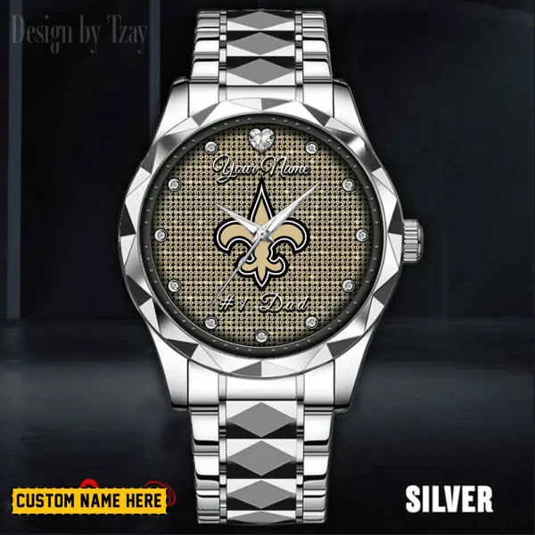 New Orleans Saints #1 Dad Father's Day Gift Stainless Steel Fashion Business Watch ANZDMW217 - Image 5