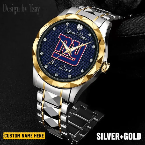 New York Giants #1 Dad Father's Day Gift Stainless Steel Fashion Business Watch ANZDMW218