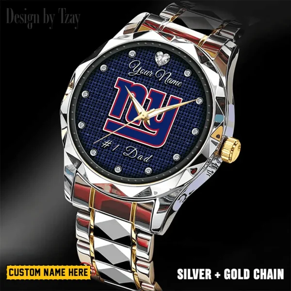 New York Giants #1 Dad Father's Day Gift Stainless Steel Fashion Business Watch ANZDMW218 - Image 5