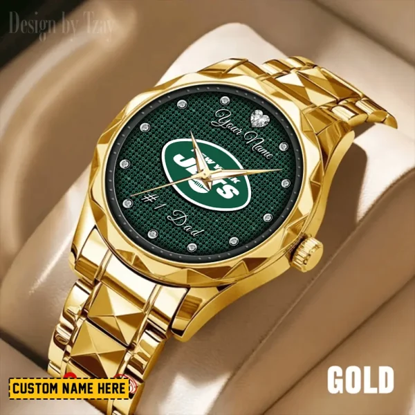New York Jets #1 Dad Father's Day Gift Stainless Steel Fashion Business Watch ANZDMW219 - Image 5