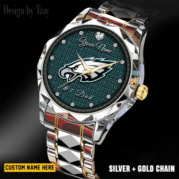 Philadelphia Eagles #1 Dad Father's Day Gift Stainless Steel Fashion Business Watch ANZDMW220 - Image 2