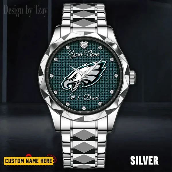 Philadelphia Eagles #1 Dad Father's Day Gift Stainless Steel Fashion Business Watch ANZDMW220 - Image 3