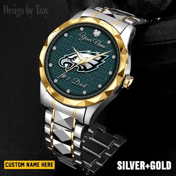 Philadelphia Eagles #1 Dad Father's Day Gift Stainless Steel Fashion Business Watch ANZDMW220
