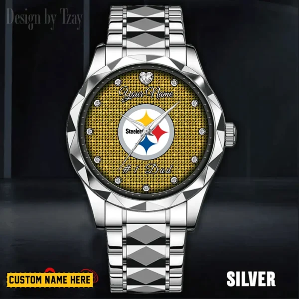 Pittsburgh Steelers #1 Dad Father's Day Gift Stainless Steel Fashion Business Watch ANZDMW221 - Image 2