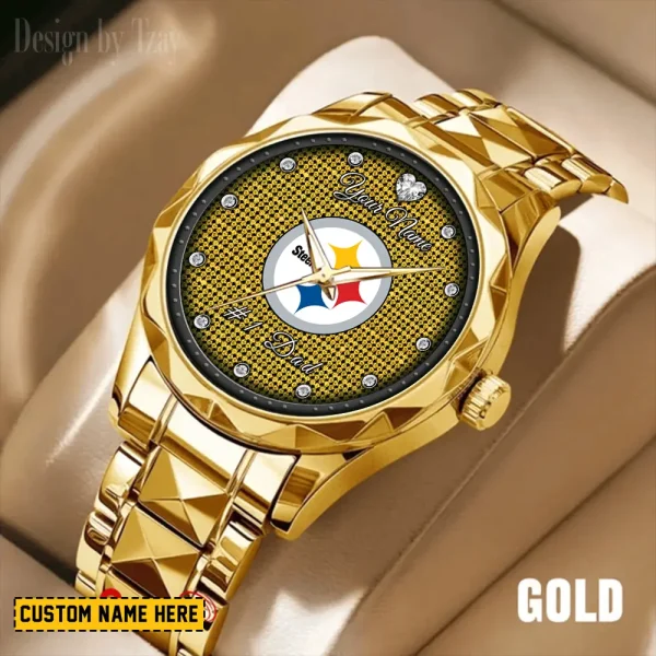 Pittsburgh Steelers #1 Dad Father's Day Gift Stainless Steel Fashion Business Watch ANZDMW221 - Image 4