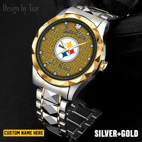 Pittsburgh Steelers #1 Dad Father's Day Gift Stainless Steel Fashion Business Watch ANZDMW221