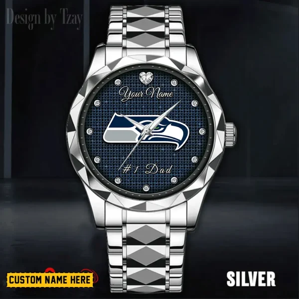 Seattle Seahawks #1 Dad Father's Day Gift Stainless Steel Fashion Business Watch ANZDMW223 - Image 2