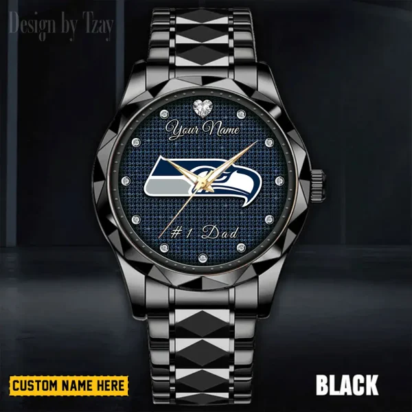 Seattle Seahawks #1 Dad Father's Day Gift Stainless Steel Fashion Business Watch ANZDMW223 - Image 3