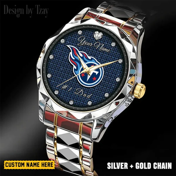 Tennessee Titans #1 Dad Father's Day Gift Stainless Steel Fashion Business Watch ANZDMW225 - Image 5