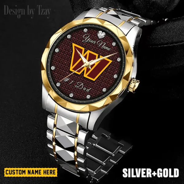 Washington Commanders #1 Dad Father's Day Gift Stainless Steel Fashion Business Watch ANZDMW226