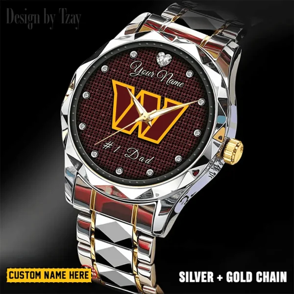 Washington Commanders #1 Dad Father's Day Gift Stainless Steel Fashion Business Watch ANZDMW226 - Image 2