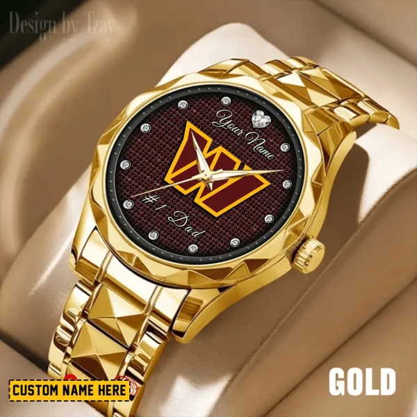 Washington Commanders #1 Dad Father's Day Gift Stainless Steel Fashion Business Watch ANZDMW226 - Image 3