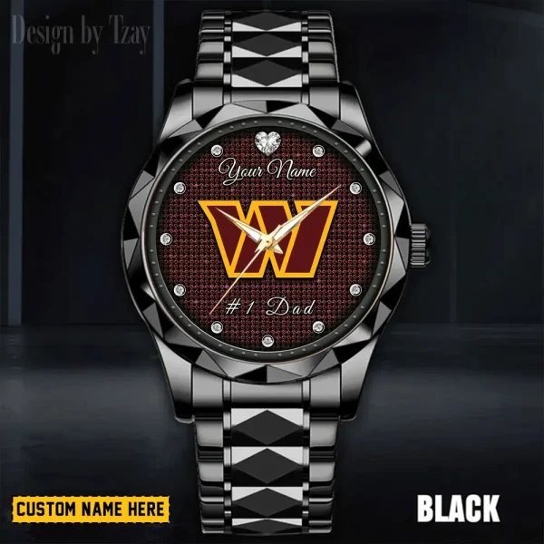 Washington Commanders #1 Dad Father's Day Gift Stainless Steel Fashion Business Watch ANZDMW226 - Image 4