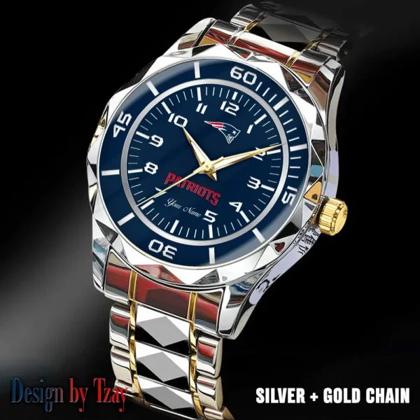New England Patriots Men Watch Classic Business Calendar Week Stainless Steel Waterproof MTTDMW250