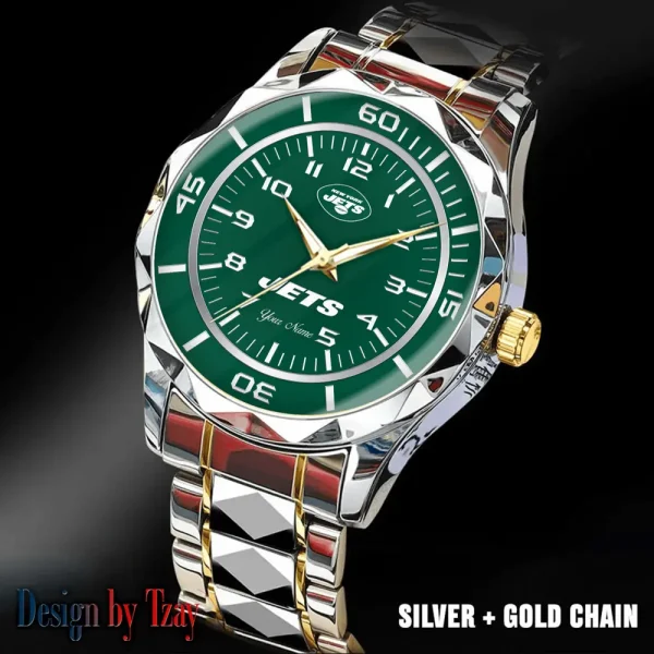 New York Jets Men Watch Classic Business Calendar Week Stainless Steel Waterproof MTTDMW252