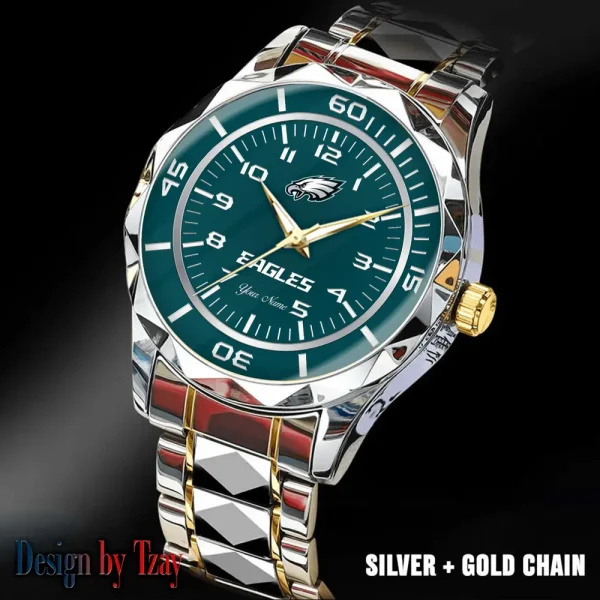 Philadelphia Eagles Men Watch Classic Business Calendar Week Stainless Steel Waterproof MTTDMW254