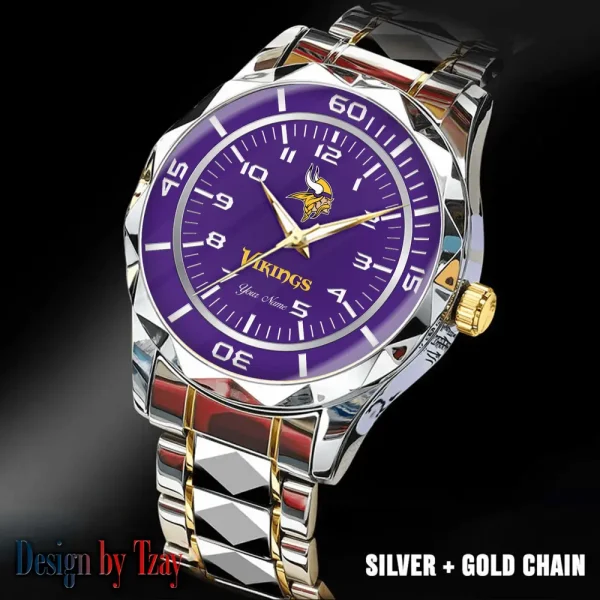 Minnesota Vikings Men Watch Classic Business Calendar Week Stainless Steel Waterproof MTTDMW255 - Image 3