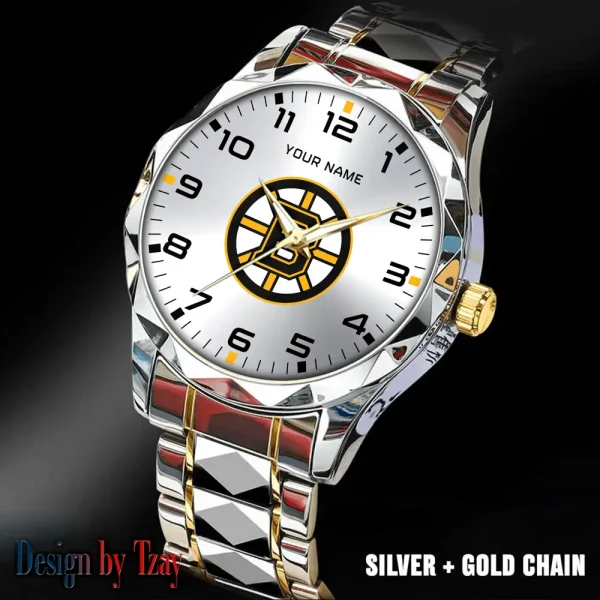Boston Bruins NHL Men Watch Classic Business Calendar Week Stainless Steel Waterproof MTTDMW292 - Image 2