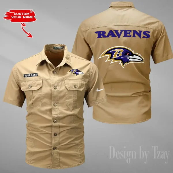 Baltimore Ravens 2025 Summer Hot Sale Men's Short Sleeve Cotton Shirts Fashion Loose Breathable Tops ANZMSSWS067 - Image 3