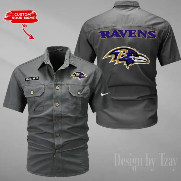 Baltimore Ravens 2025 Summer Hot Sale Men's Short Sleeve Cotton Shirts Fashion Loose Breathable Tops ANZMSSWS067 - Image 4