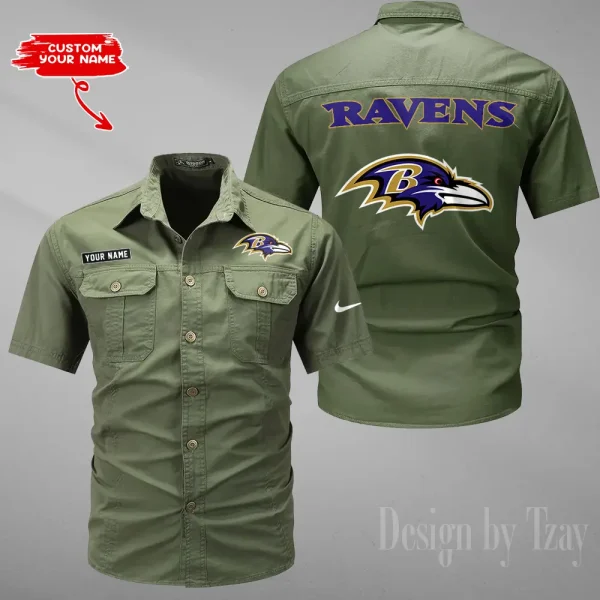 Baltimore Ravens 2025 Summer Hot Sale Men's Short Sleeve Cotton Shirts Fashion Loose Breathable Tops ANZMSSWS067 - Image 5