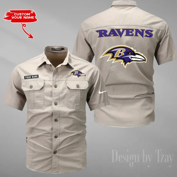Baltimore Ravens 2025 Summer Hot Sale Men's Short Sleeve Cotton Shirts Fashion Loose Breathable Tops ANZMSSWS067 - Image 6