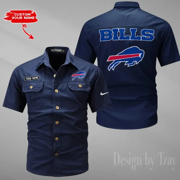 Buffalo Bills 2025 Summer Hot Sale Men's Short Sleeve Cotton Shirts Fashion Loose Breathable Tops ANZMSSWS068 - Image 2