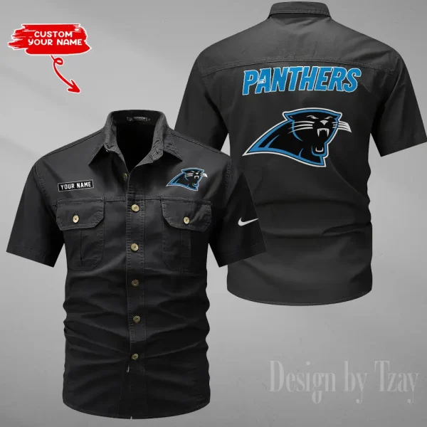Carolina Panthers 2025 Summer Hot Sale Men's Short Sleeve Cotton Shirts Fashion Loose Breathable Tops ANZMSSWS069