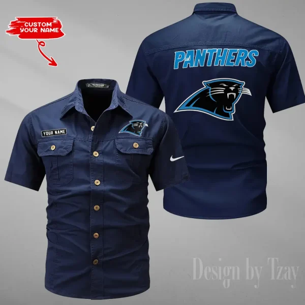 Carolina Panthers 2025 Summer Hot Sale Men's Short Sleeve Cotton Shirts Fashion Loose Breathable Tops ANZMSSWS069 - Image 2