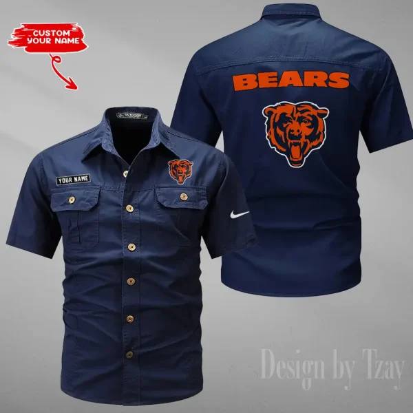 Chicago Bears 2025 Summer Hot Sale Men's Short Sleeve Cotton Shirts Fashion Loose Breathable Tops ANZMSSWS070