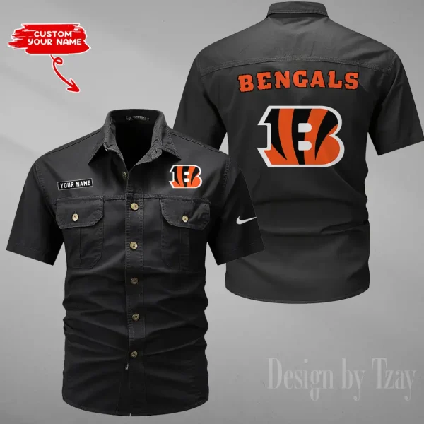 Cincinnati Bengals 2025 Summer Hot Sale Men's Short Sleeve Cotton Shirts Fashion Loose Breathable Tops ANZMSSWS071