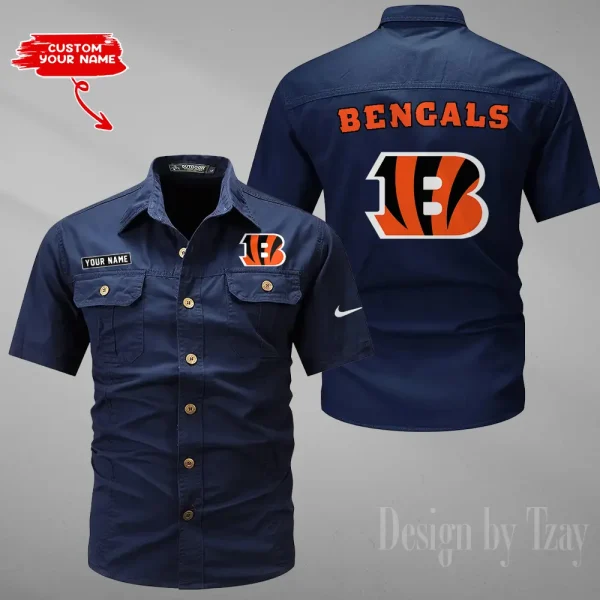 Cincinnati Bengals 2025 Summer Hot Sale Men's Short Sleeve Cotton Shirts Fashion Loose Breathable Tops ANZMSSWS071 - Image 2